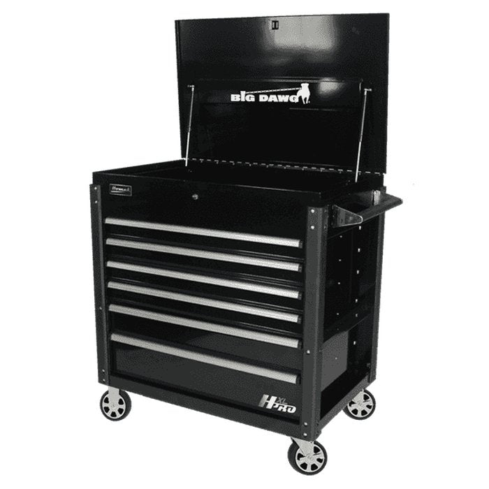 Homak 43" Big Dawg 6-Drawer Service Cart in Midnight Black