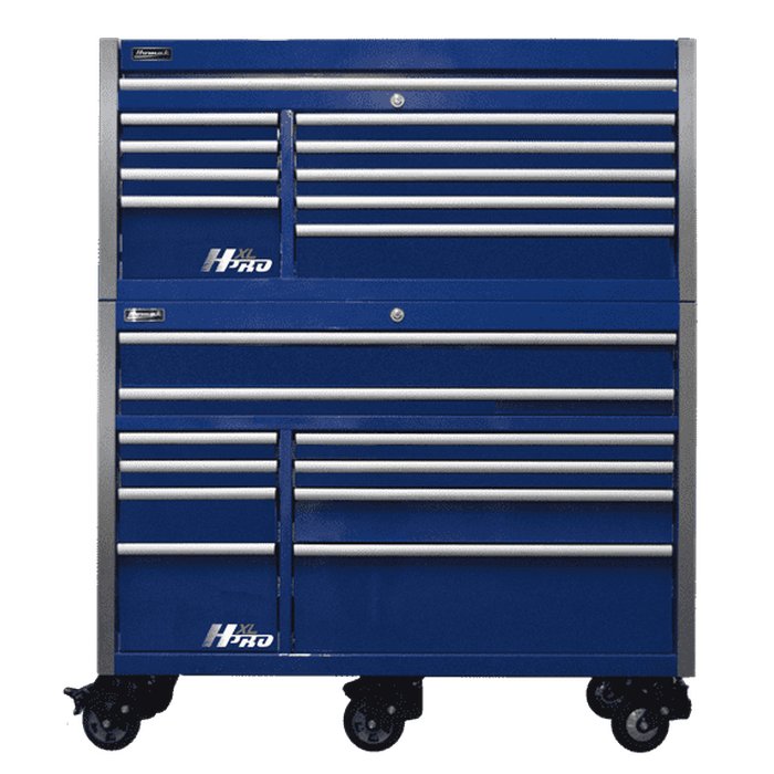 Homak 60" Big Dawg HXL Pro 10-Drawer Roller Cabinet with Stainless Steel Top in Blue