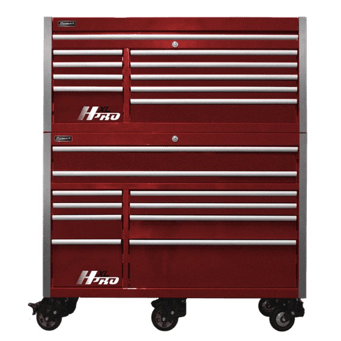 Homak 60" Big Dawg HXL Pro 10-Drawer Roller Cabinet with Stainless Steel Top in Red