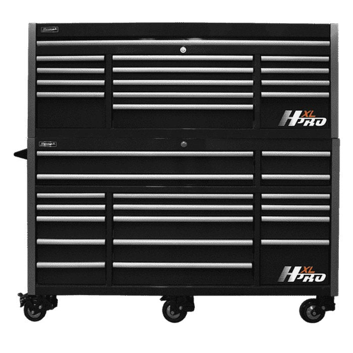 Homak 72" Big Dawg HXL Pro 18-Drawer Roller Cabinet with Stainless Steel Top in Black
