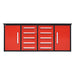 7ft Chery Industrial heavy duty workbench with 10 drawers and 2 cabinets in red