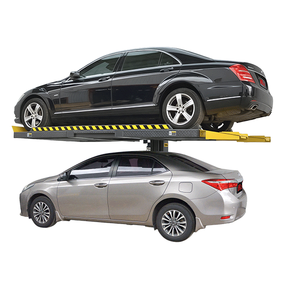 AMGO SPL-7 7,000 lb single post parking lift - front view with H-shaped platform