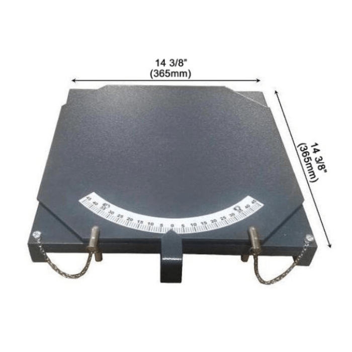 AMGO 40101 turnplate with 14 38 inch dimensions and angle measurement scale