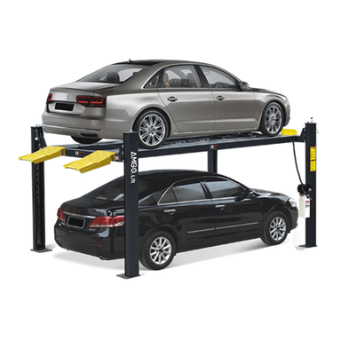 AMGO 407-P 4 post car lift stacking two sedans for garage parking solution