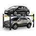 AMGO 408-HP 4 post lift holding SUV and car to demonstrate storage capability