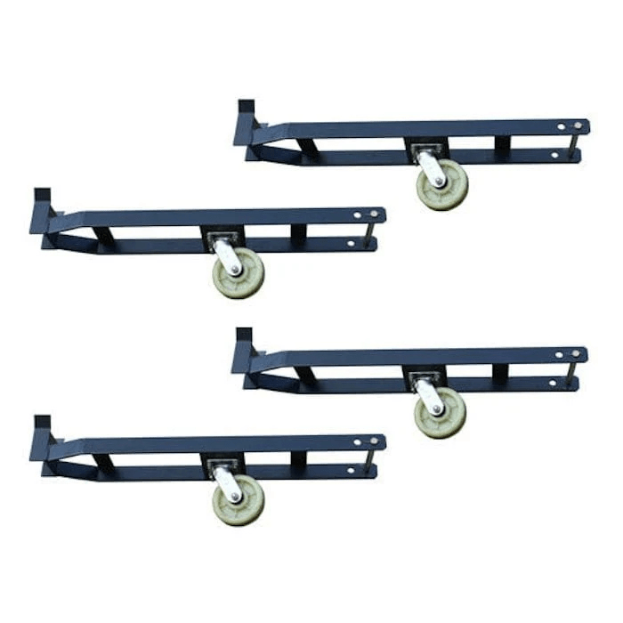 AMGO 40801 caster kit mounted on 4-post lift for effortless movement