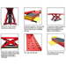 AMGO AX-16A lift feature images showing safety locks, wide diamond platforms, hydraulic cylinders, and X-frame design