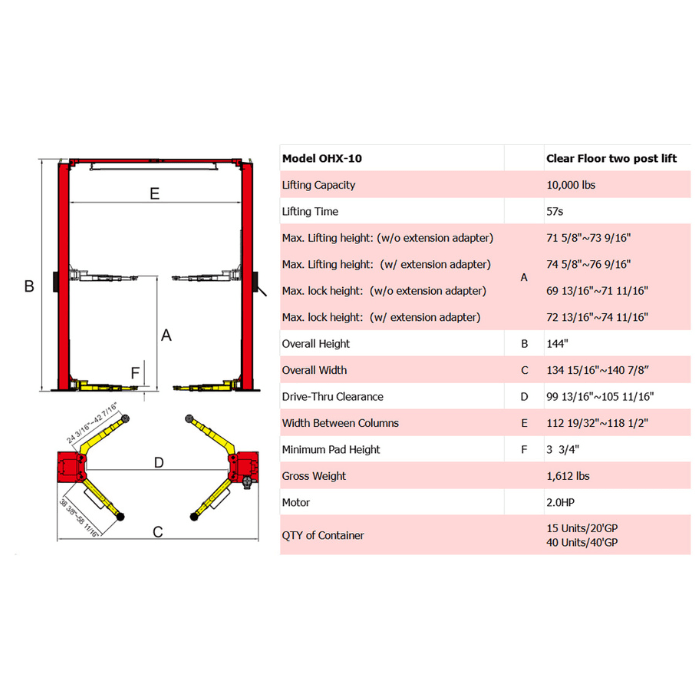 AMGO OHX-10 spec drawing and dimensions