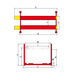 AMGO PRO-12 4 post lift technical dimensions diagram in red and yellow