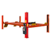 AMGO PRO-40E 40,000 lb four post extended service lift with red columns, extra long runways, and yellow approach ramps