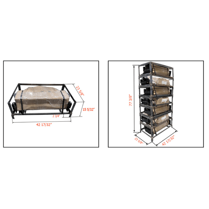 AMGO RJ-10A rolling jack shipping crate dimensions and stacked storage