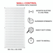 A diagram of the Signature Series Textured Pegboard Panel by Wall Control with 4 key features to the right