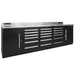 Angled front view of the black Dragonfire DFT-WB-18 9ft workbench with 18-drawer layout and stainless steel top