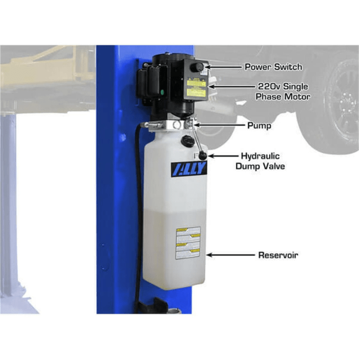 Atlas PVL9BP Auto Lift Hydraulic Power Unit Label Diagram