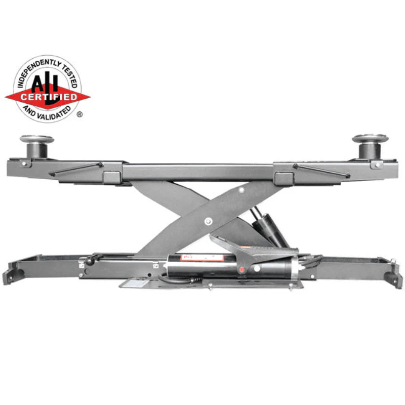 Atlas Platinum RJ7000 rolling bridge jack with ALI certified scissor-lift design and hydraulic cylinder.