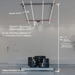 Auxx-Lift Motorized Garage Storage Platform loaded with items text of features on all sides front side view