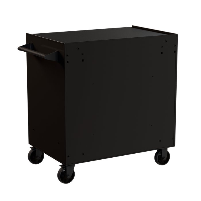Midnight Black 36" Rolling Cabinet - Rear-Left Angle