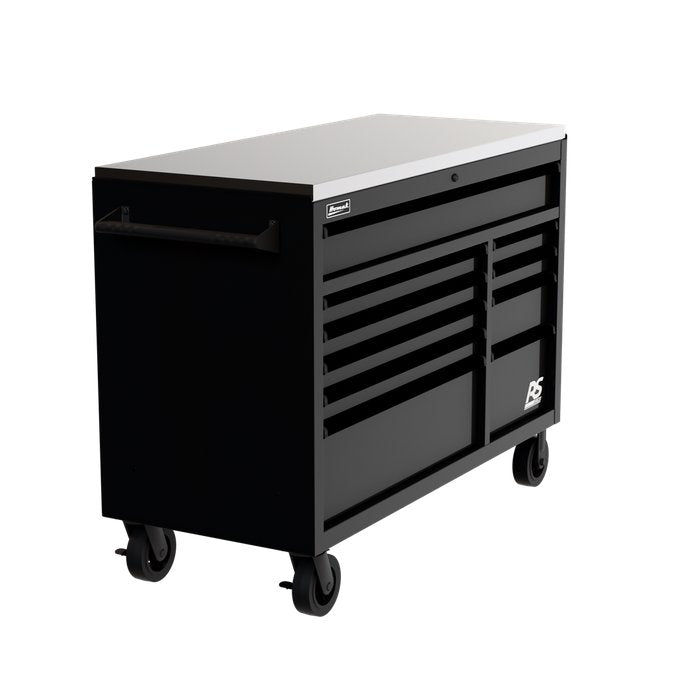 Homak 54" RS Pro 10-Drawer Rolling Cabinet with Stainless Steel Top in Midnight Black - 60d view