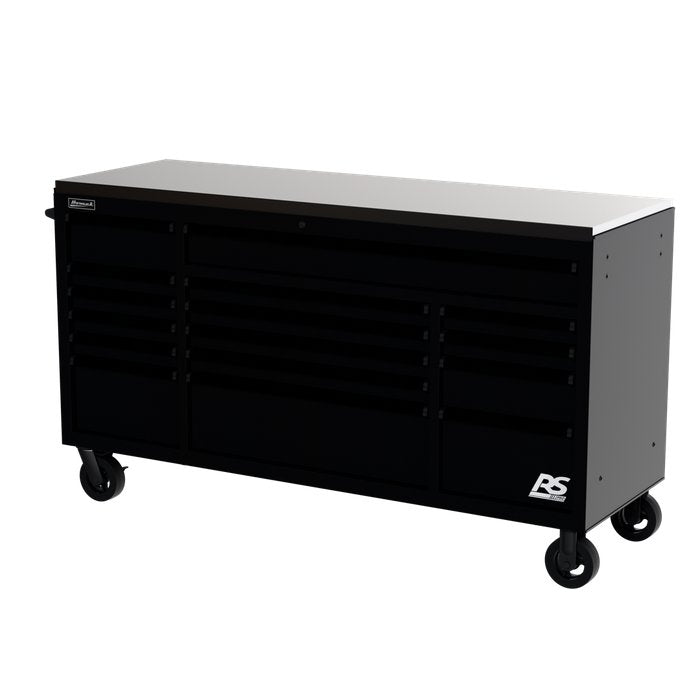 Homak 72" RS Pro 16-Drawer Rolling Cabinet with Stainless Steel Top in Midnight Black - 330d view