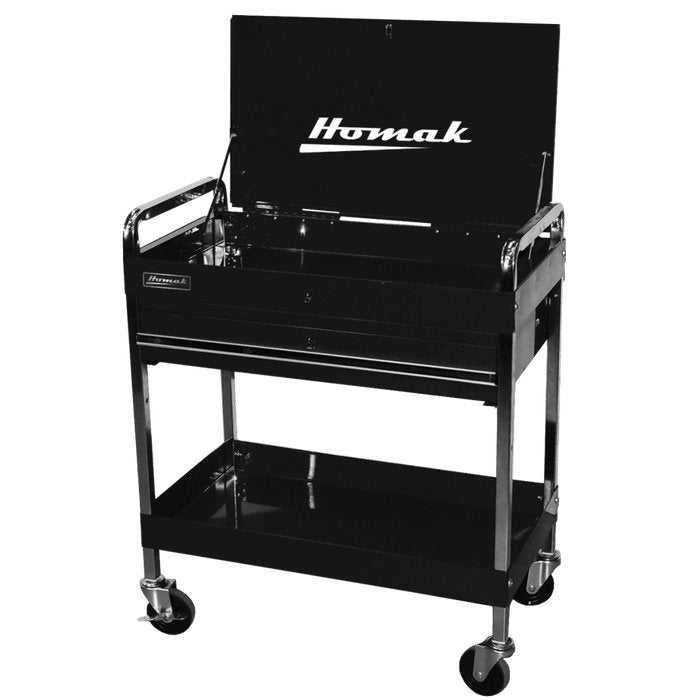 Homak 32-Inch Pro Series 1-Drawer Flip-Top Service Cart with Locking Lid in Midnight Black