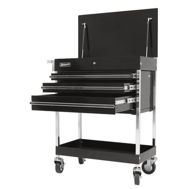 Homak 34" Pro Series 3-Drawer Flip-Top Service Cart in Midnight Black