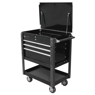 Homak 35" Pro Series 4-Drawer Flip-Top Service Cart in Midnight Black