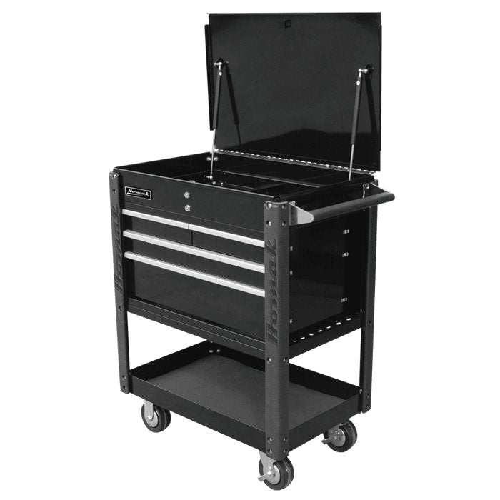 Homak 35" Pro Series 4-Drawer Flip-Top Service Cart in Midnight Black