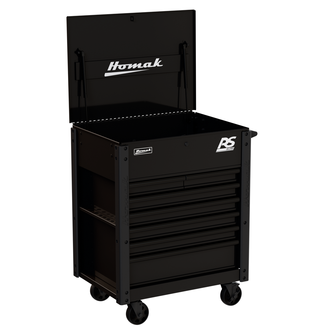 Homak 35 inch RS Pro 7-Drawer Flip-Top Service Cart in Midnight Black