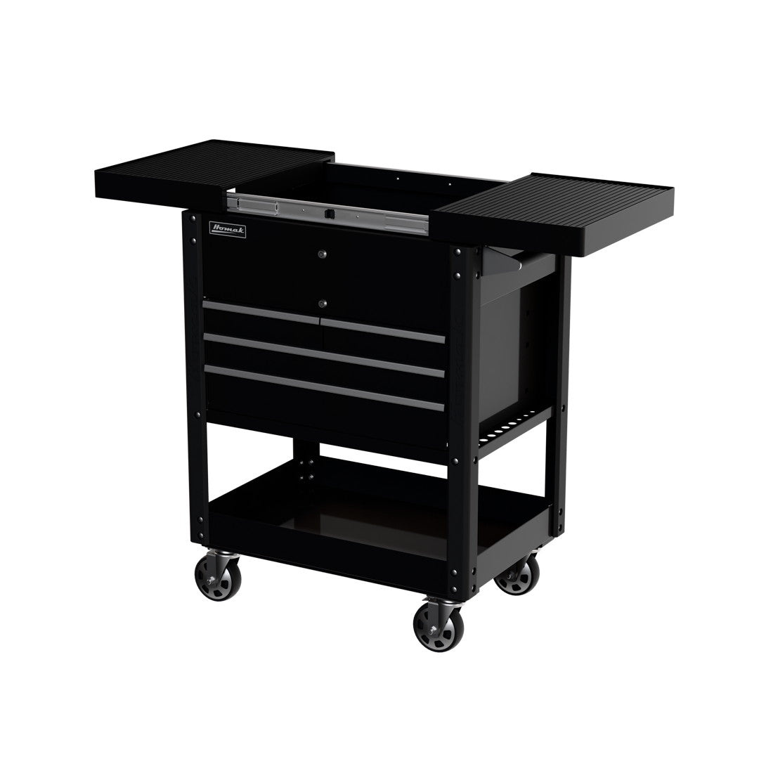 Homak 35 inch Pro Series Slide-Top Service Cart in Midnight Black