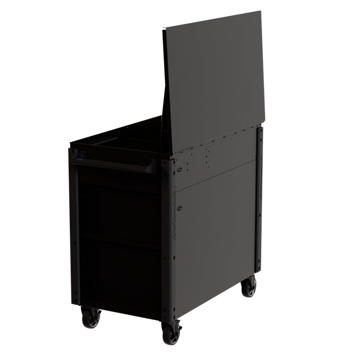 Homak 44" Powered 8-Drawer Cart - Left-Rear Perspective
