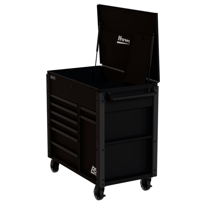RS Pro Steel Power Service Cart, 44-Inch 8-Drawer - Left-Front Angle