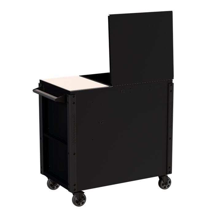 Midnight Black 44" Power Cart - Rear-Left Angle