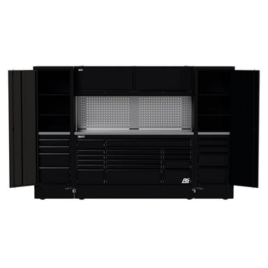 Homak 120" RS Pro CTS Combo in Midnight Black with Toolboard Backsplash