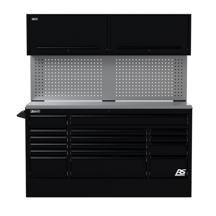 Homak 72" CTS Combo in Midnight Black with Toolboard Backsplash