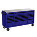 Homak 72" RS Pro 16-Drawer Rolling Cabinet with Stainless Steel Top in Rally Sport Blue
