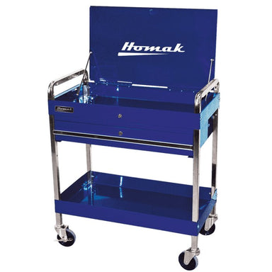 Homak 32-Inch Pro Series 1-Drawer Flip-Top Service Cart with Locking Lid in Rally Sport Blue