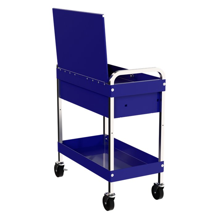 Homak 34-Inch 1-Drawer Flip-Top Service Cart with Lockable Lid in Rally Sport Blue, alternate view