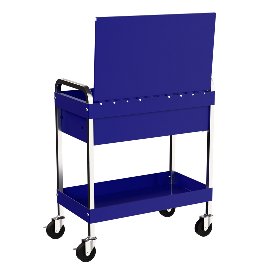 Homak 34-Inch 1-Drawer Flip-Top Service Cart with Lockable Lid in Rally Sport Blue, alternate view