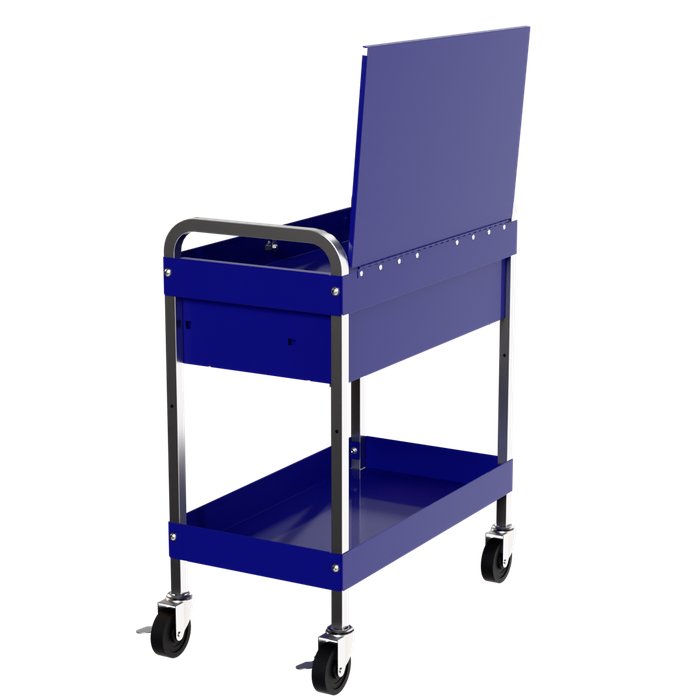 Homak 34-Inch 1-Drawer Flip-Top Service Cart with Lockable Lid in Rally Sport Blue, alternate view