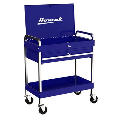 Homak 34-Inch 1-Drawer Flip-Top Service Cart with Lockable Lid in Rally Sport Blue