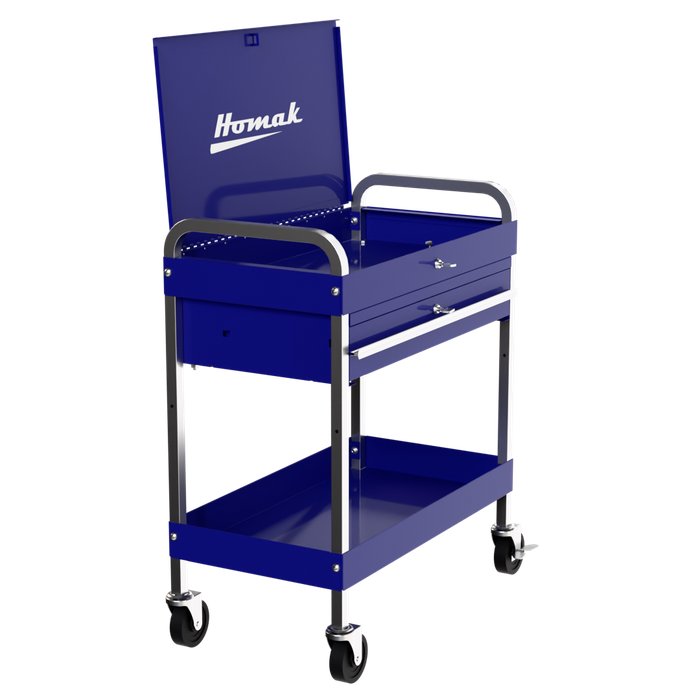 Homak 34-Inch 1-Drawer Flip-Top Service Cart with Lockable Lid in Rally Sport Blue, alternate view