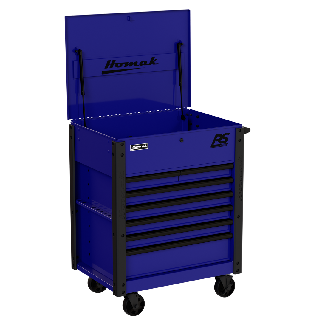 Homak 35 inch RS Pro 7-Drawer Flip-Top Service Cart in Rally Sport Blue