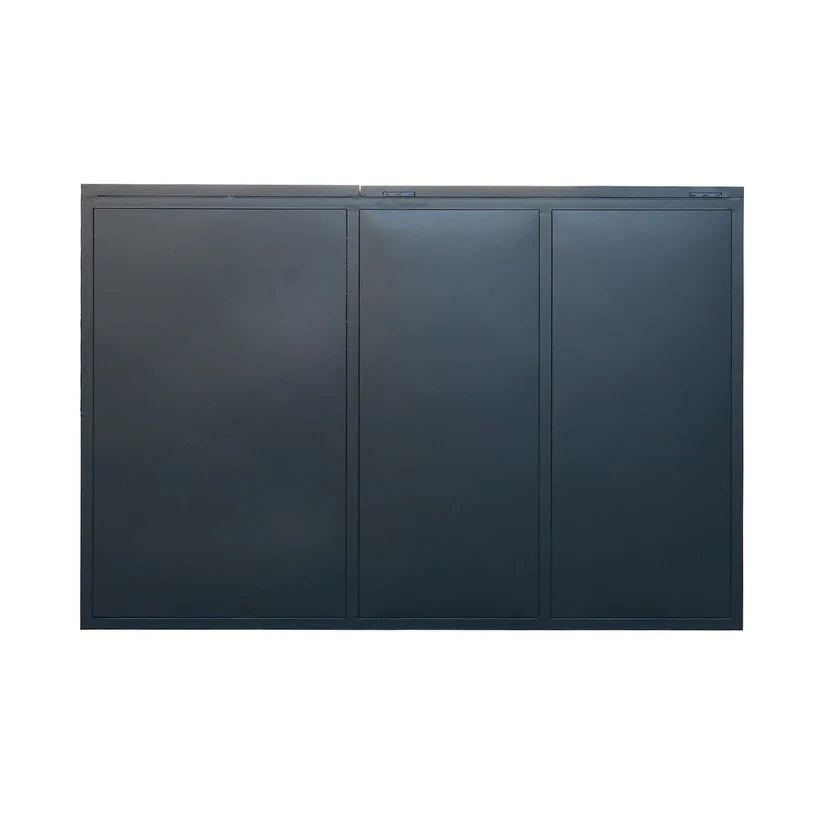 Back view of tall black steel garage storage cabinet manufactured by Chery Industrial