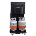 Bludee AC400D dual refrigerant AC recovery and recharge machine rear view with R134a and HFO-1234yf cylinders