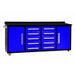 Blue 7ft stainless steel workbench with 10 drawers and 2 cabinets by Chery Industrial