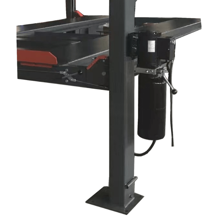 Bottom side view of the Katool 4H110 11000lb Four-Post Car Lift