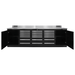 Cabinet doors open showing full side storage on the black Dragonfire Pro Series 9FT workbench with 18 drawers, DFT-WB-18