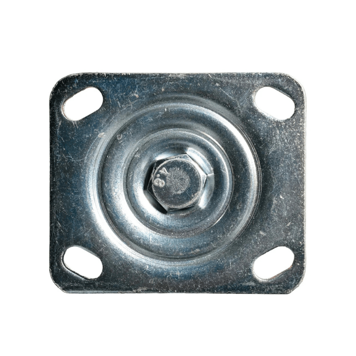 Caster mounting plate top view in zinc finish with slotted holes Dragonfire DFT-WB-6PC