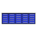 Chery Industrial 10 foot workbench cabinet with 25 drawers in blue finish front view on white background