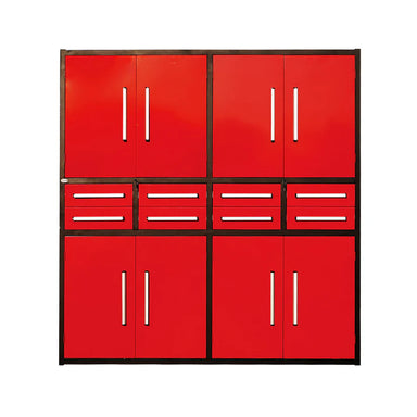 Chery Industrial 7ft garage storage cabinet system in red with 8 drawers and 4 cabinets WW000213